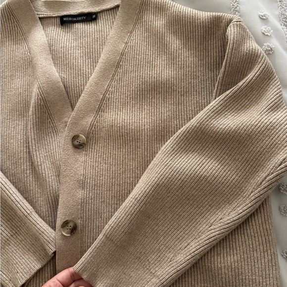 Cozy Oatmeal Women's Sweater Cardigan M - Picture 8 of 9